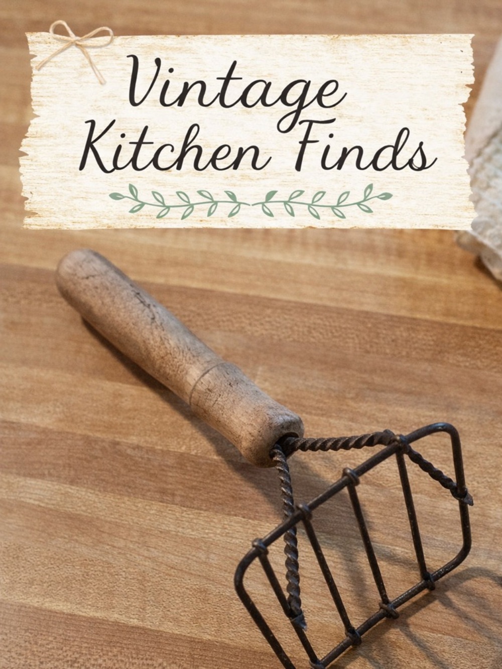 Vintage Potato Masher Primitive Farmhouse Kitchen Decor Wood Handle